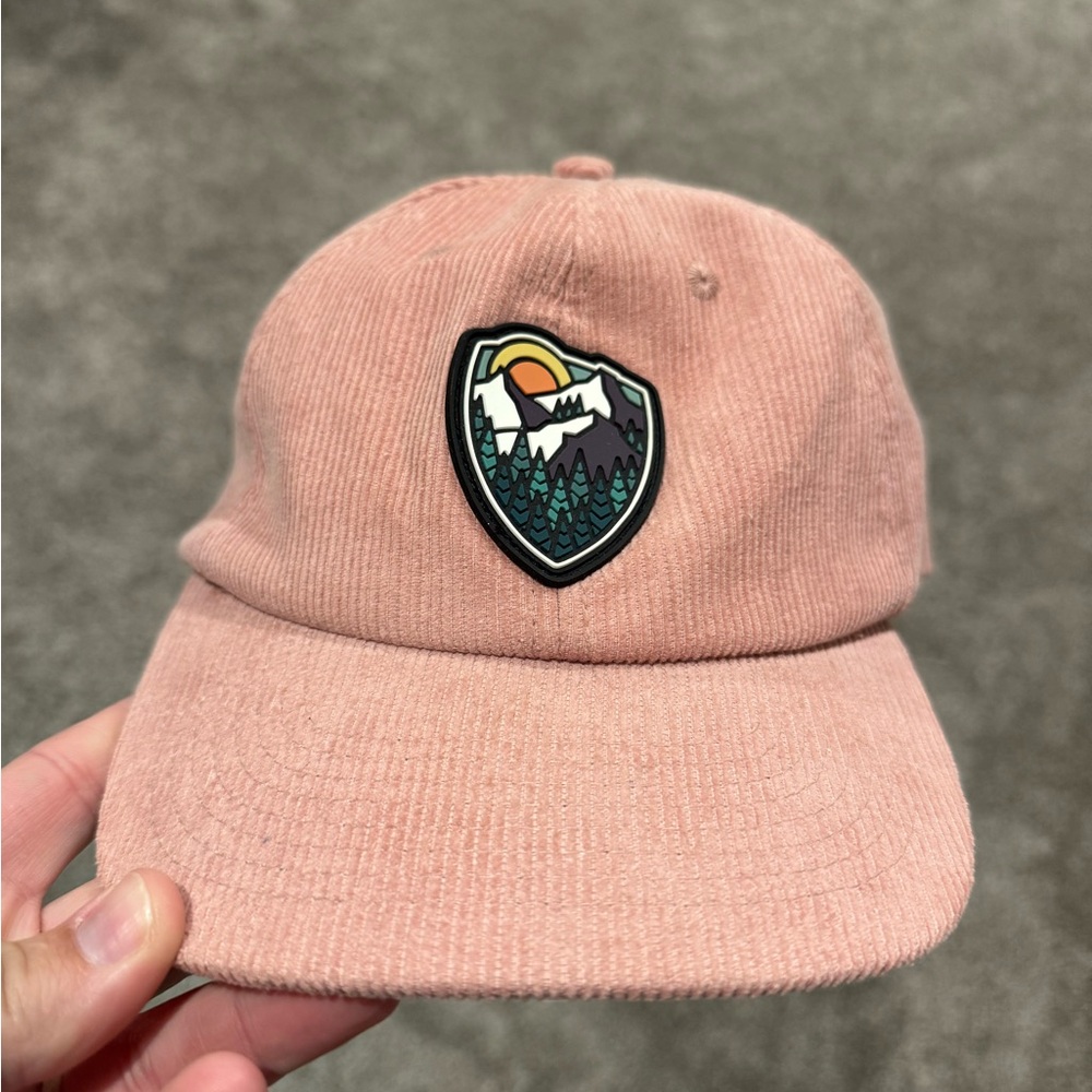 Atomic Child Pink Corduroy Cap with Mountain Patch